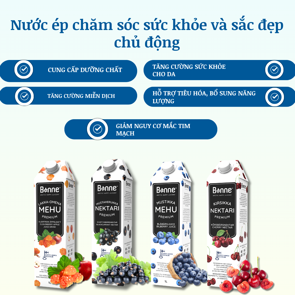 Nước Cốt Táo Xanh Cô Đặc Không Đường Bonne Từ Trái Cây Thật Tự Nhiên Nhập Khẩu Phần Lan Không Chất Bảo Quản Độc Hại - 500ml