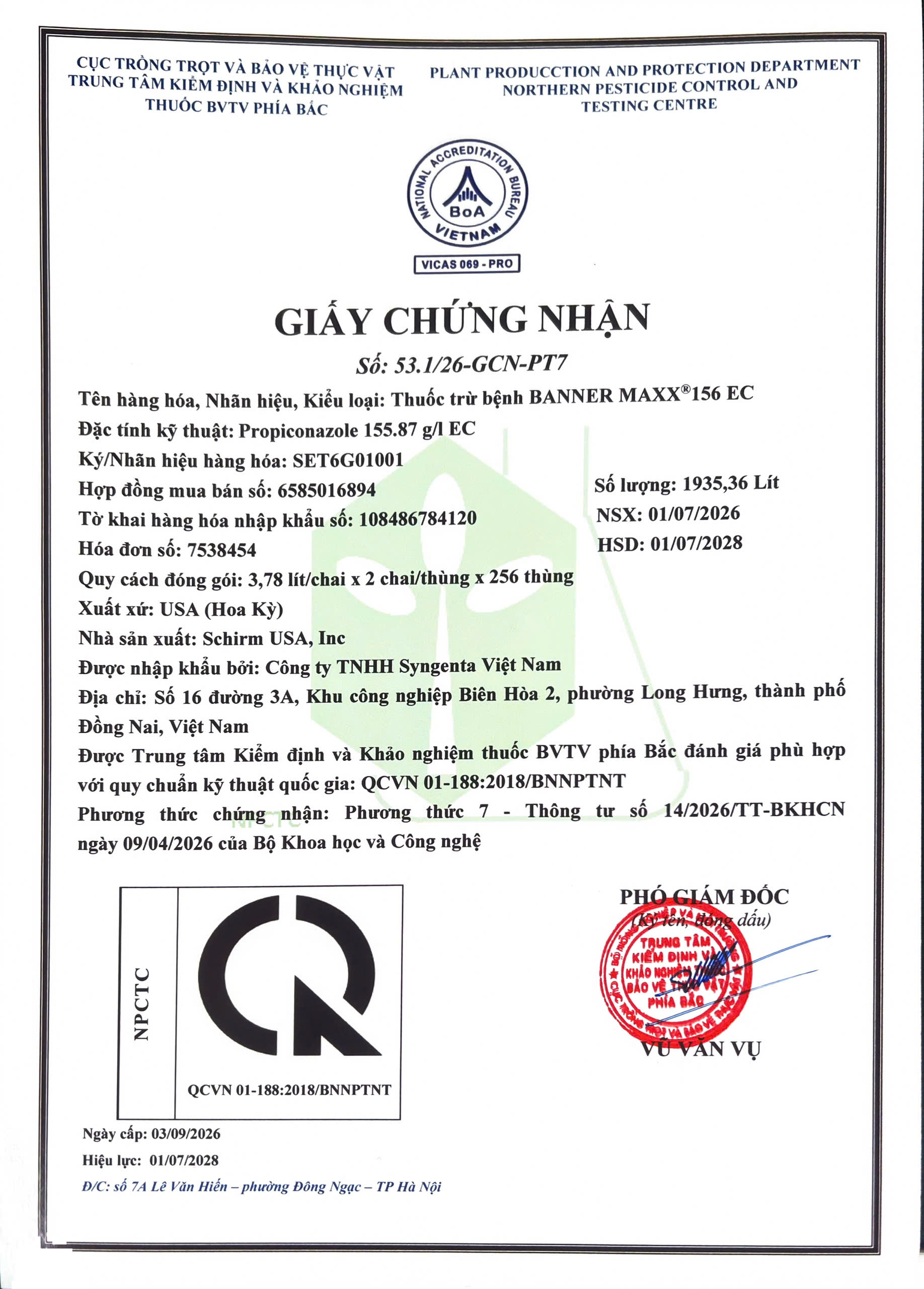 SẢN PHẨM THUỐC TRỪ BỆNH BANNER MAXX® 156 EC CỦA CÔNG TY TNHH SYNGENTA VIỆT NAM