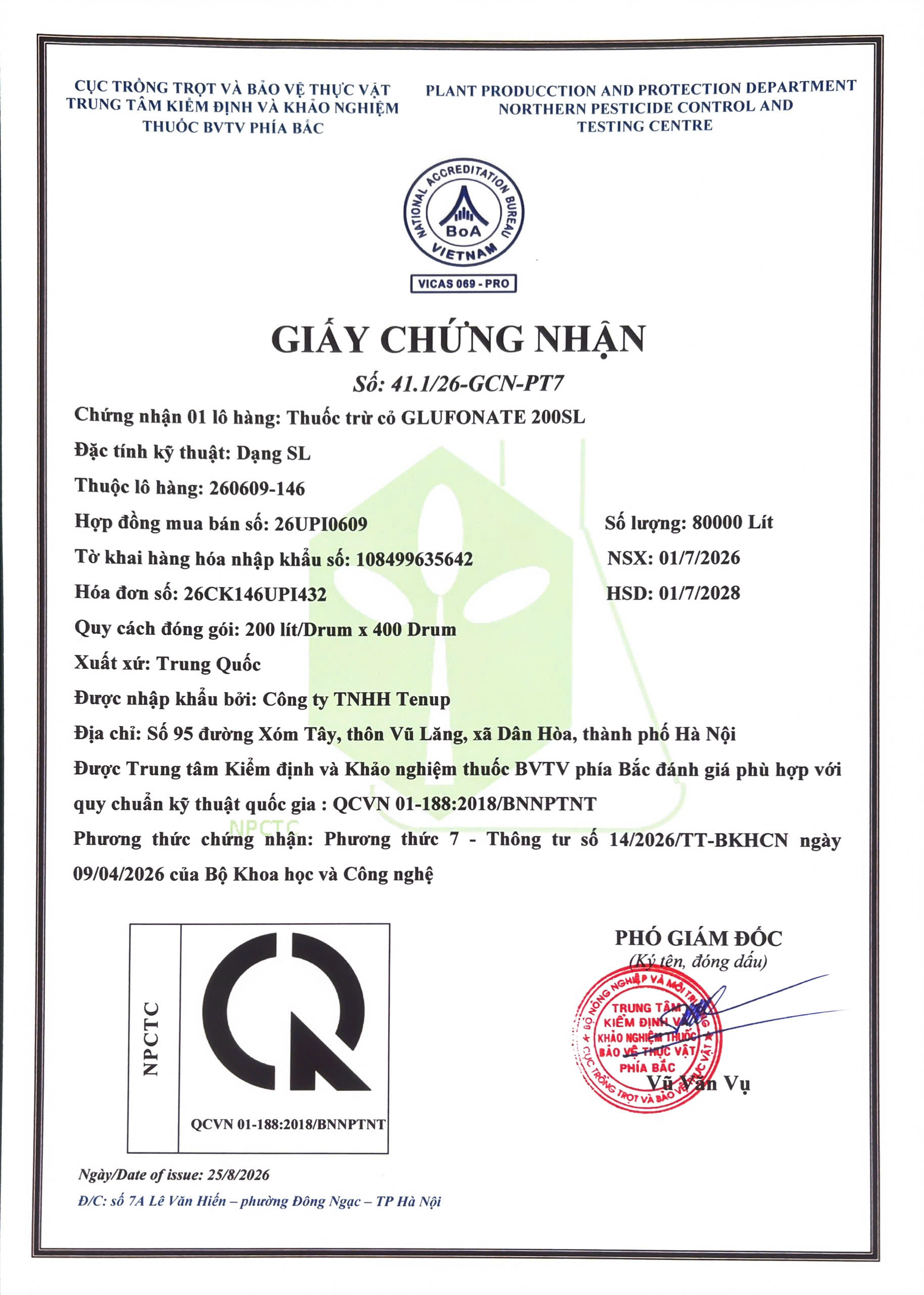 SẢN PHẨM THUỐC TRỪ CỎ GLUFONATE 200SL CỦA CÔNG TY TNHH TENUP