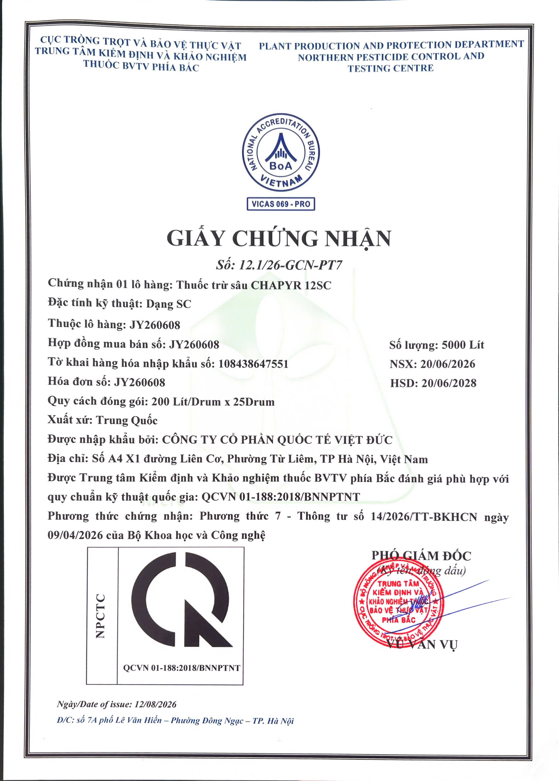 SẢN PHẨM THUỐC TRỪ SÂU CHAPYR 12SC CÔNG TY CỔ PHẦN QUỐC TẾ VIỆT ĐỨC