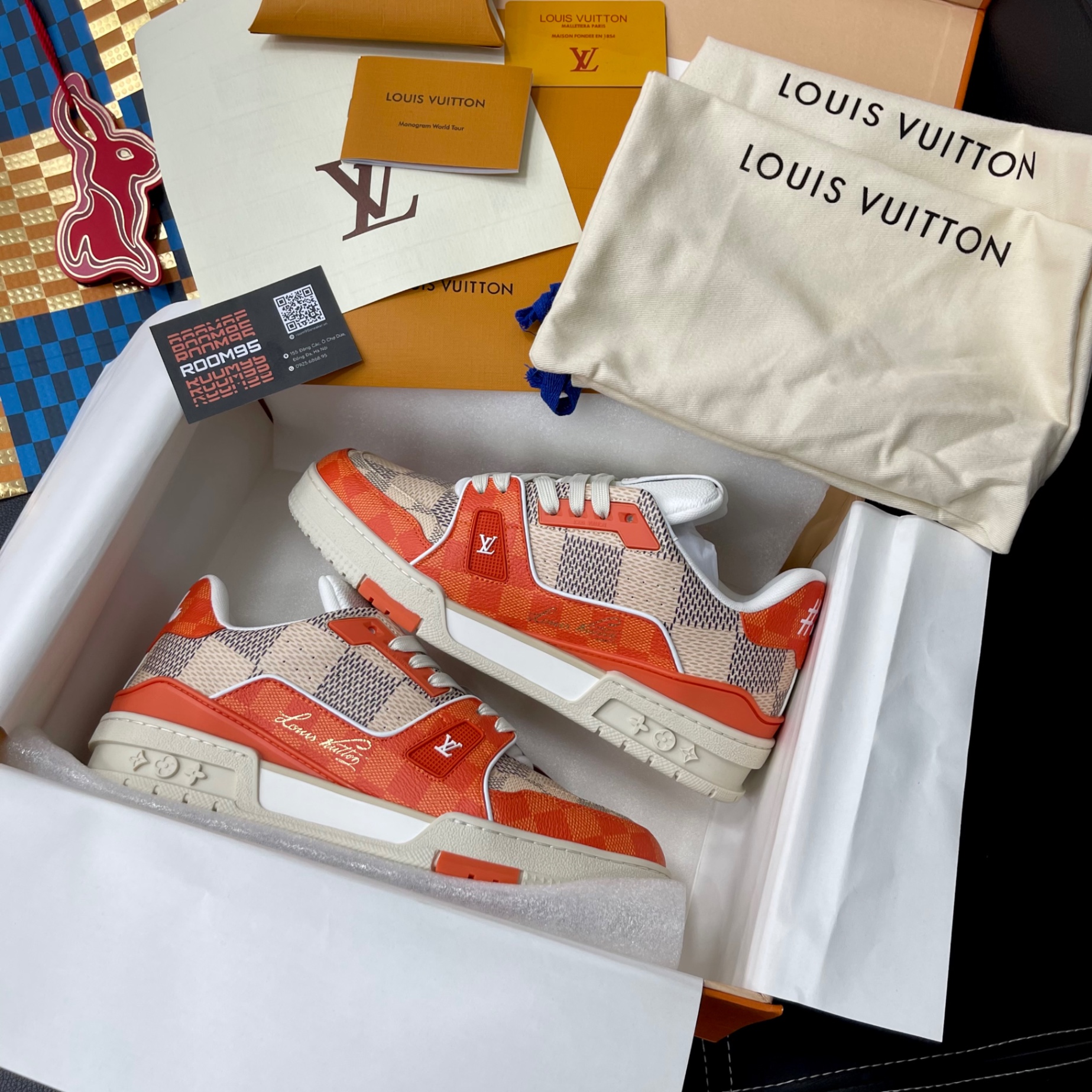 Giày Louis Vuitton LV Trainer #54 Damier Orange Best Quality