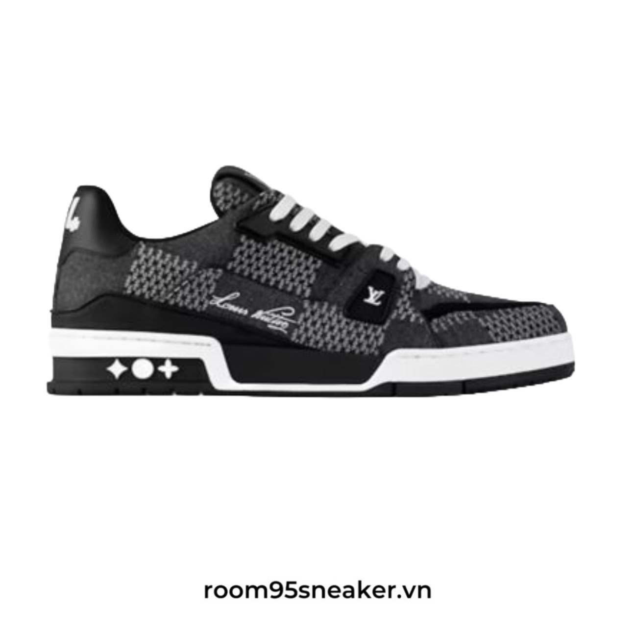R19 Louis Vuitton LV Trainer #54 Denim Damier Black