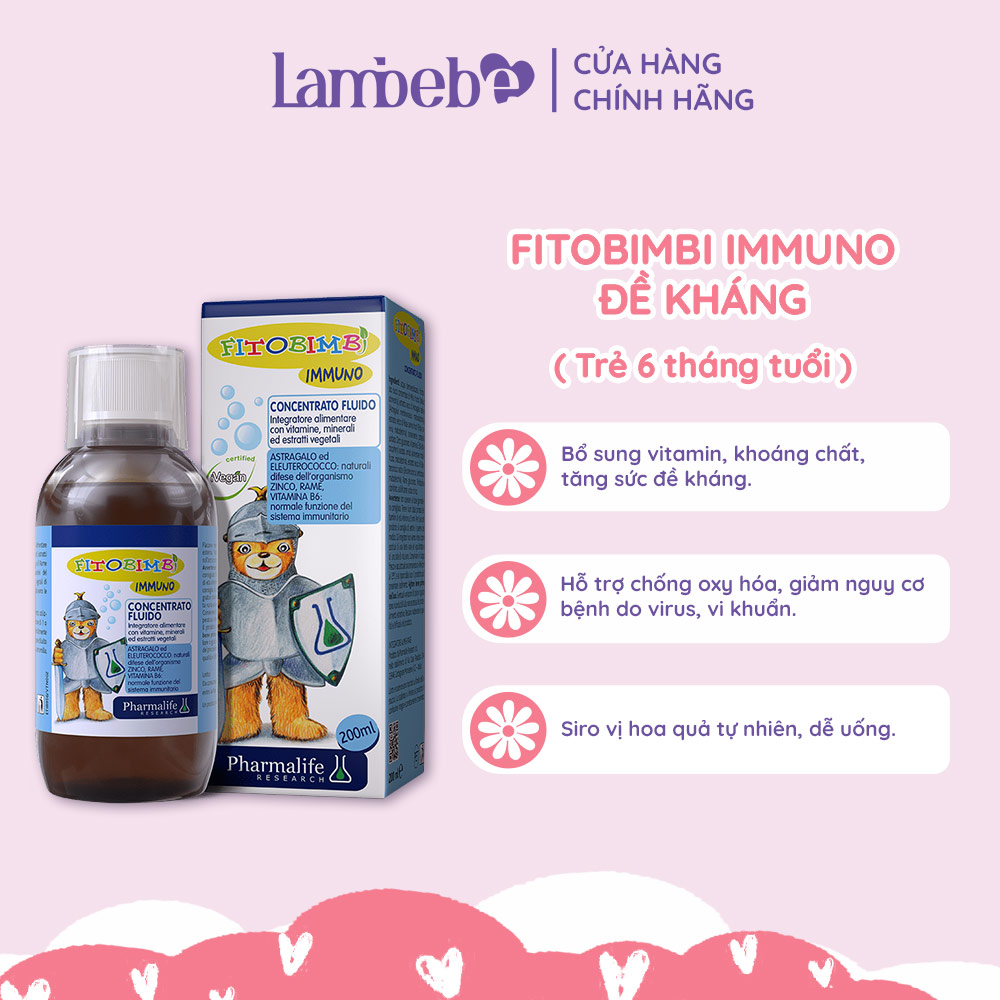 Siro FITOBIMBI Immuno Hỗ Trợ Tăng Đề Kháng Toàn Thân Cho Trẻ Chai 200ml