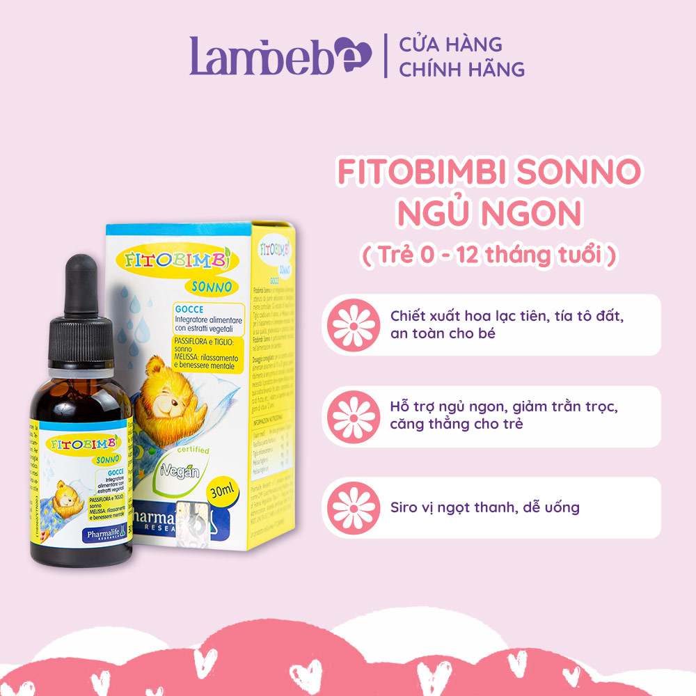 FITOBIMBI SONNO - Hỗ trợ giúp bé ngủ ngon , ngủ sâu giấc - Chai 30ml