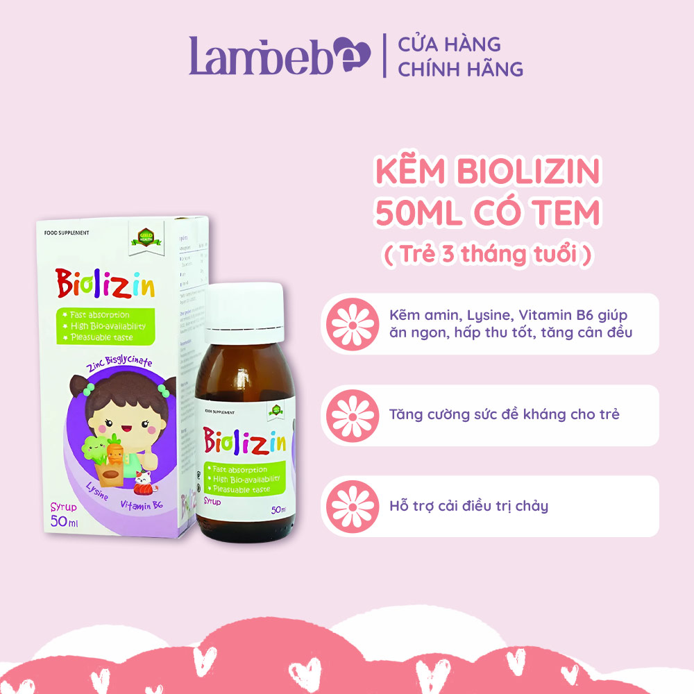 Kẽm hữu cơ Biolizin 50ml giúp bé ăn ngon , tăng đề kháng date mới nhất