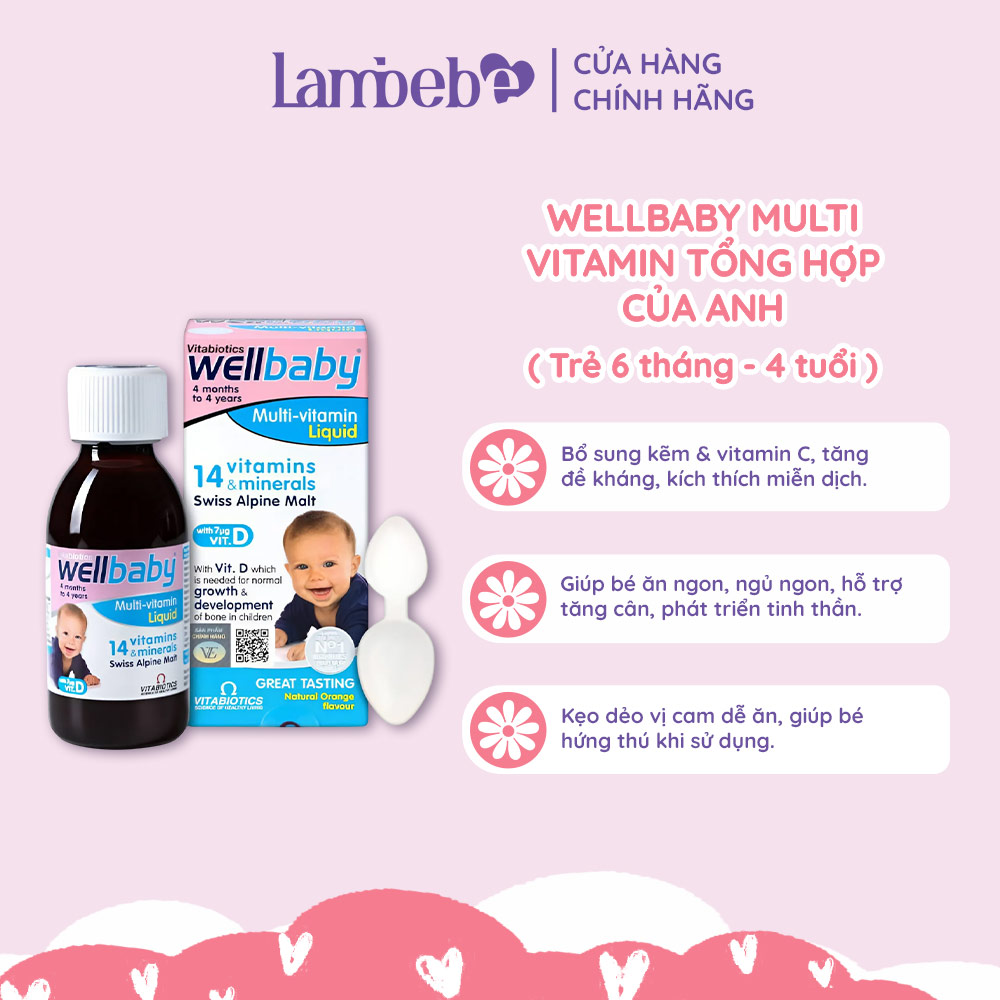 Vitamin tổng hợp Wellbaby Multi Vitamin Liquid 150ml của Anh