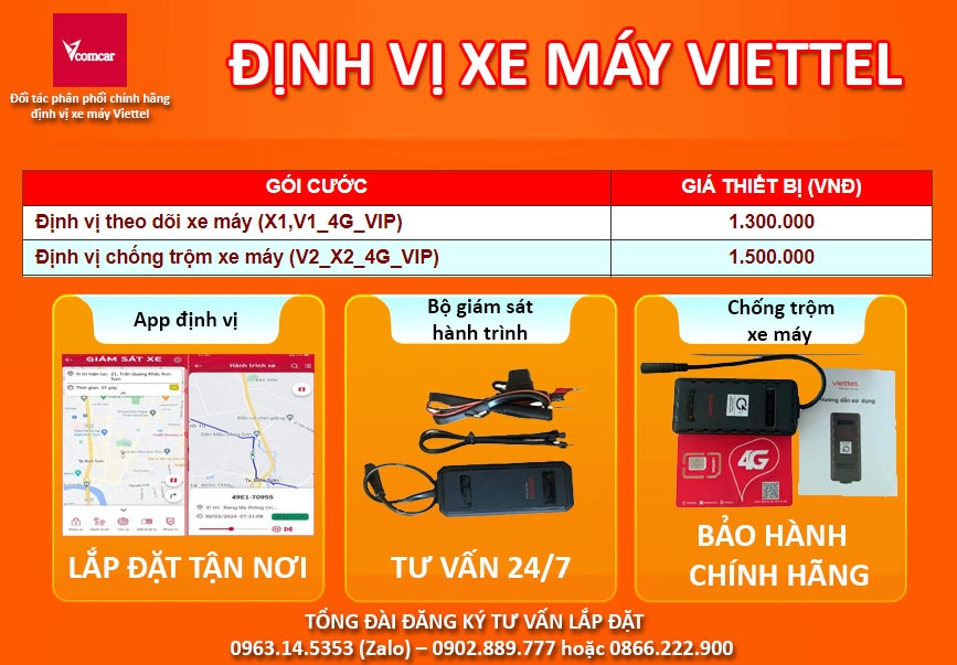 Thiết bị định vị xe máy Viettel Bàu Bàng nhỏ gọn, lắp đặt tận nhà