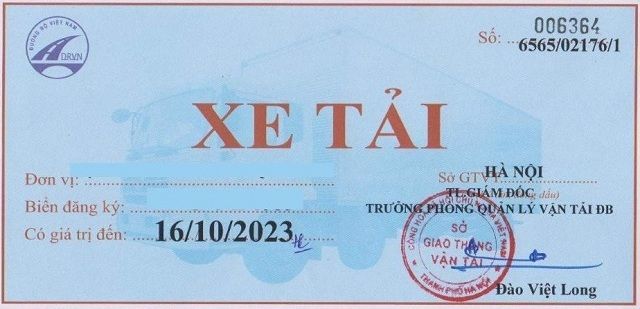 Loại phù hiệu xe tải màu xanh