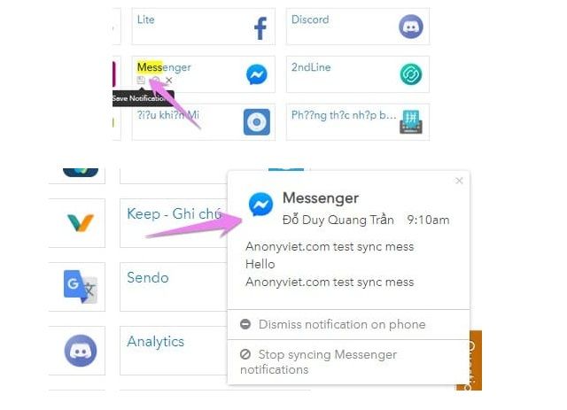 Thực hiện cài đặt để nhận thông báo tin nhắn facebook được gửi đến trên điện thoại theo dõi