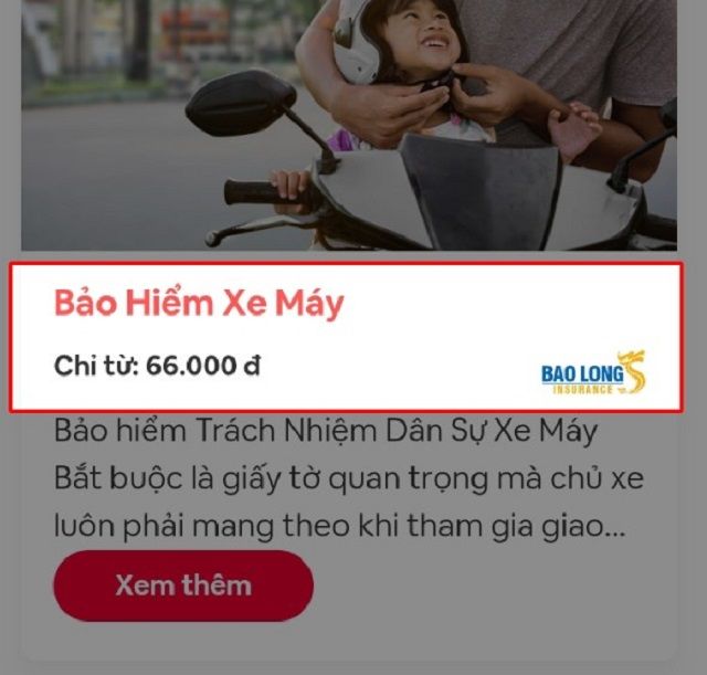 Bước 4 chọn “bảo hiểm xe máy”