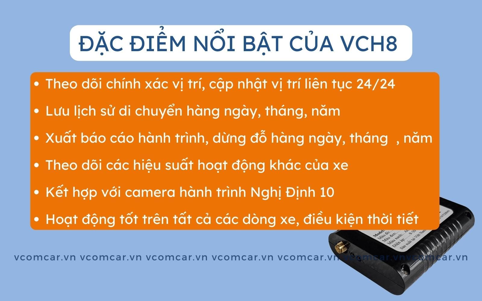 Đặc điểm nổi bật của định vị ô tô hợp chuẩn VCH8