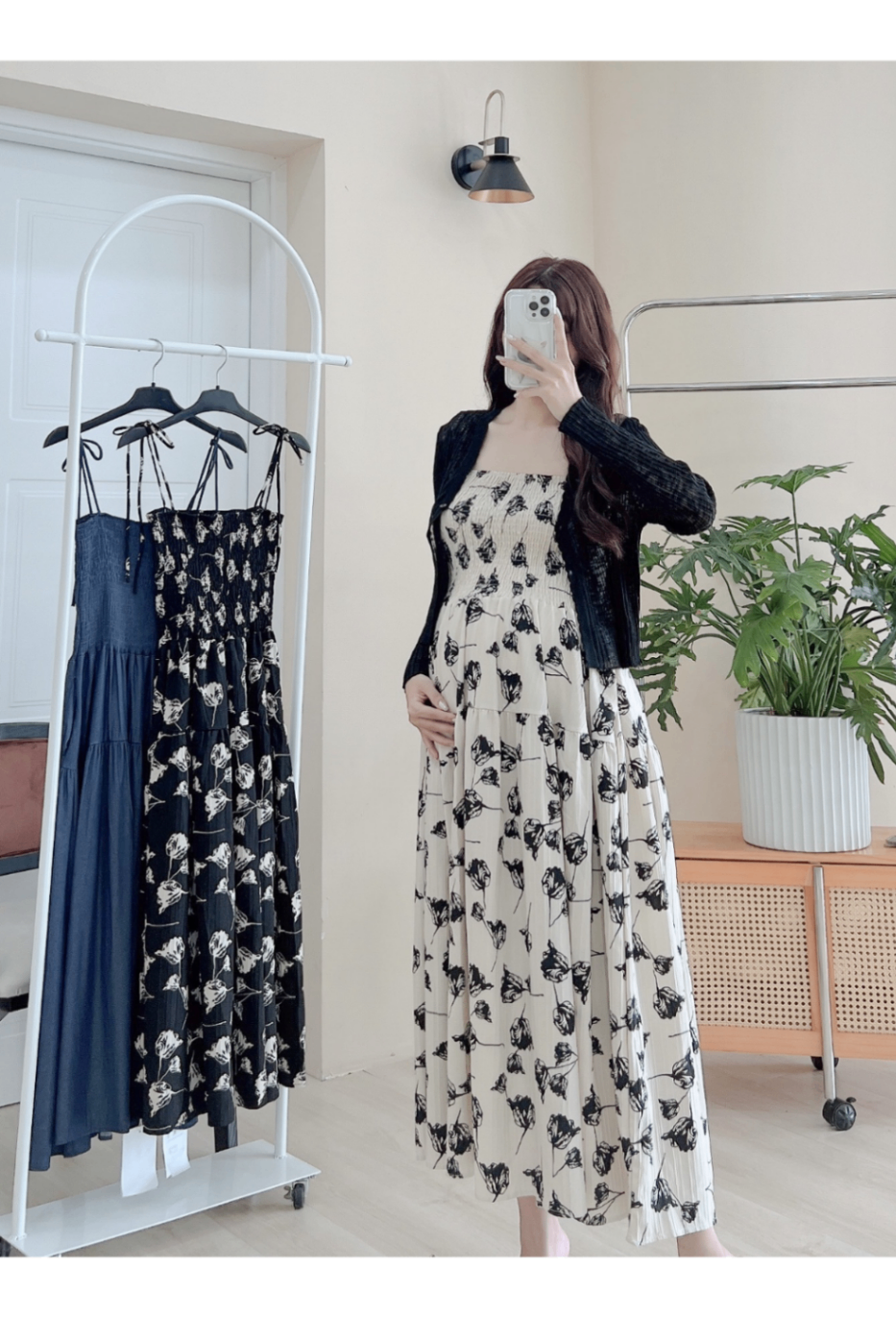 Đầm bầu roses floral maxi hai dây dáng xoè mùa hè - Snugg SNU2184