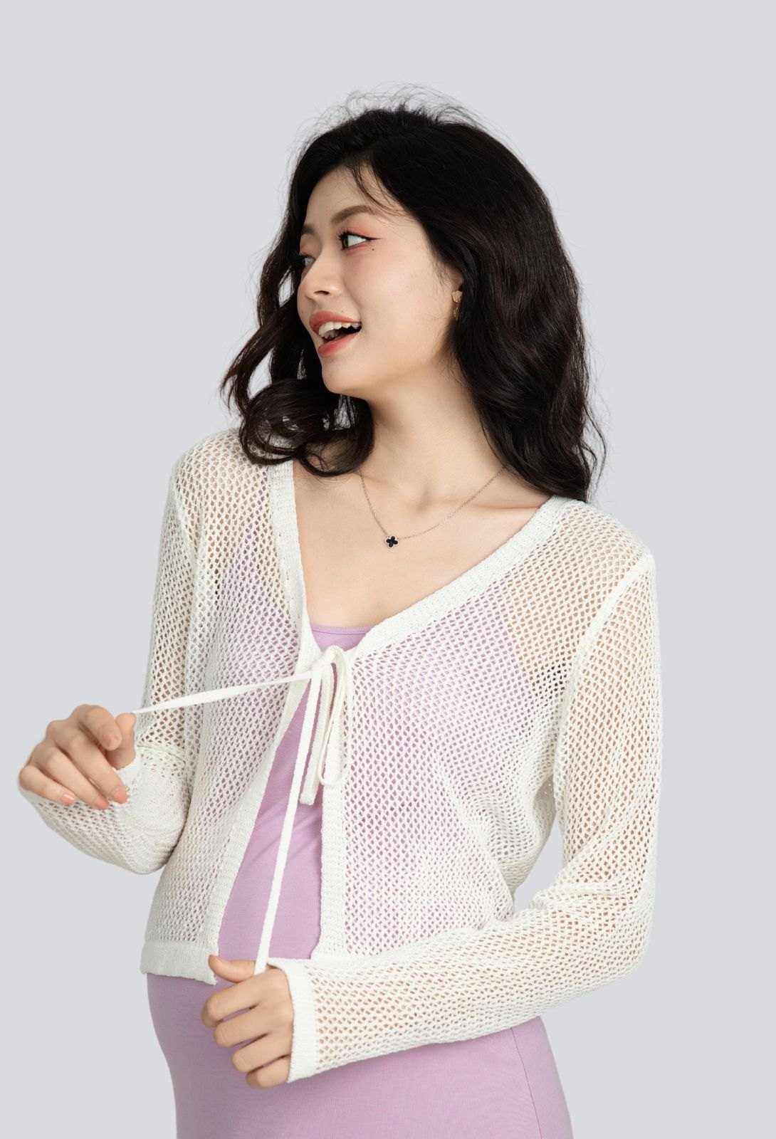 Áo khoác cardigan lưới dệt mỏng nhẹ mùa hè 2023 Snugg - SNU2183