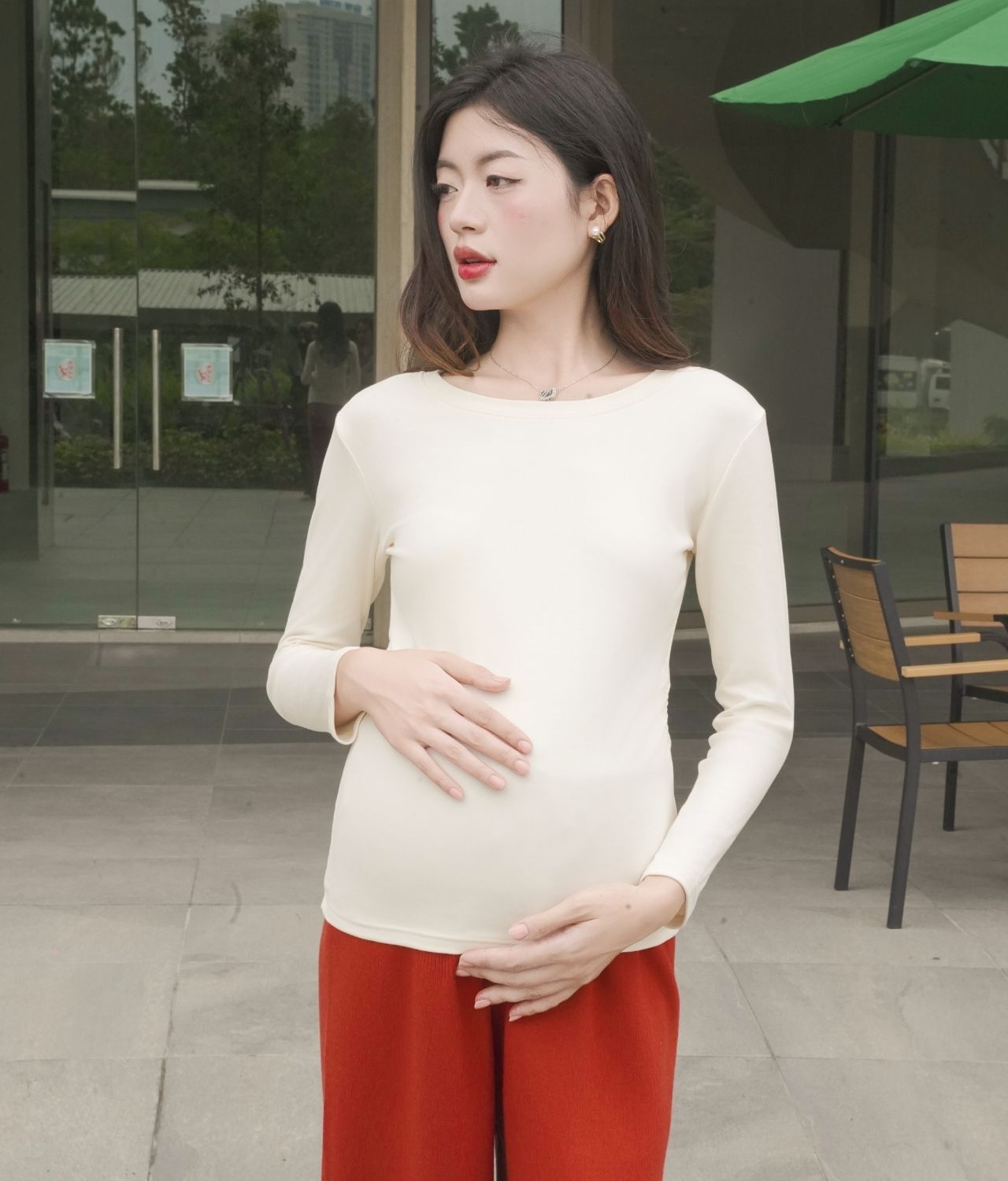 Áo giữ nhiệt bầu thu đông cổ tròn, dài tay, mềm mịn, co giãn Snugg - SNU2253
