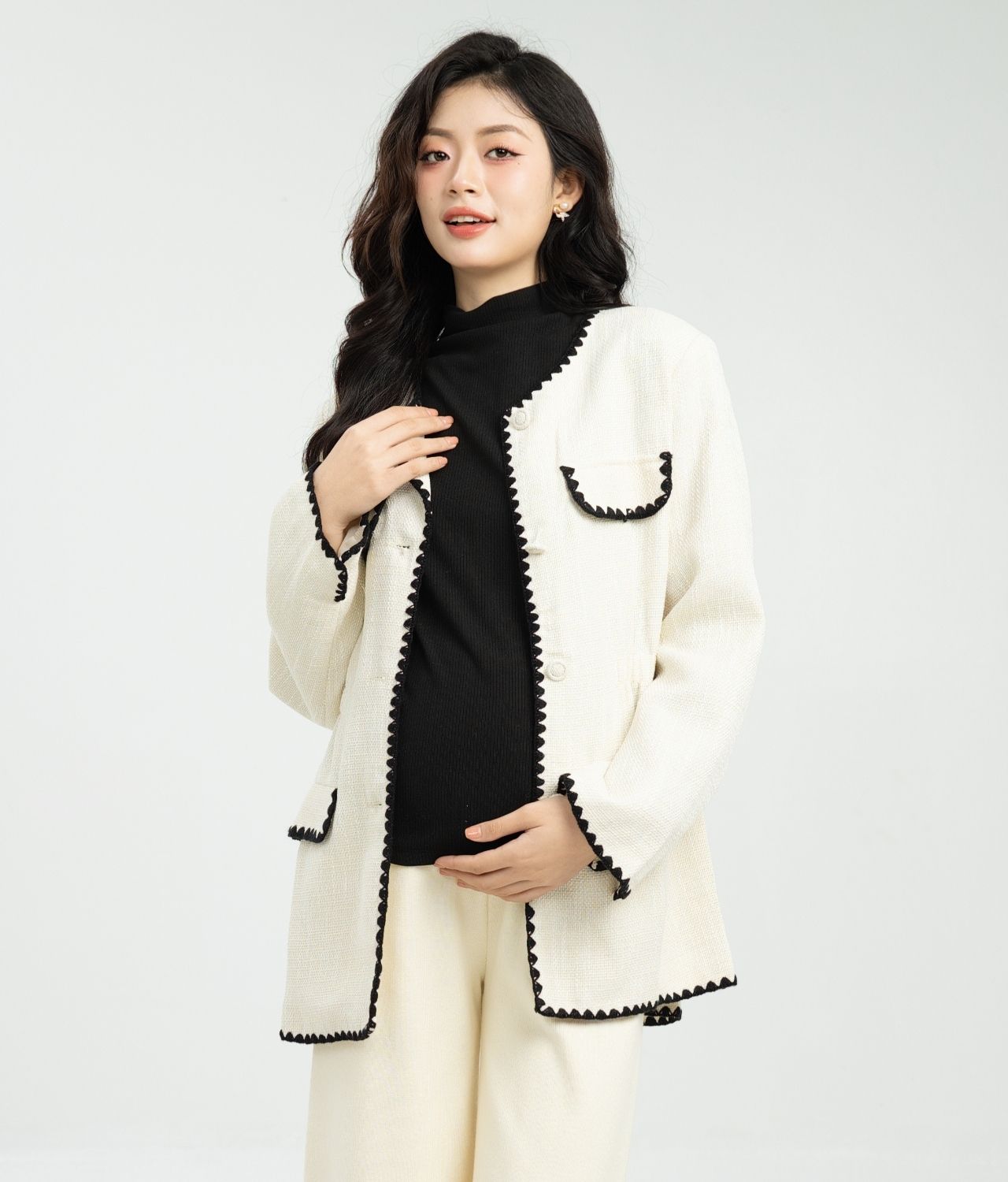 Áo khoác dạ tweed oversized Missweet- Snugg SNU2031