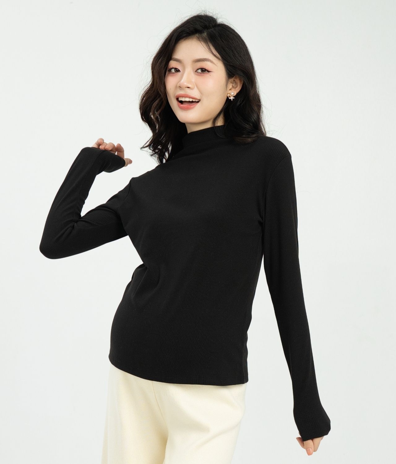 Áo len bầu thu đông cổ cao 5cm, dệt mềm, sợi mịn Snugg - SNU2209