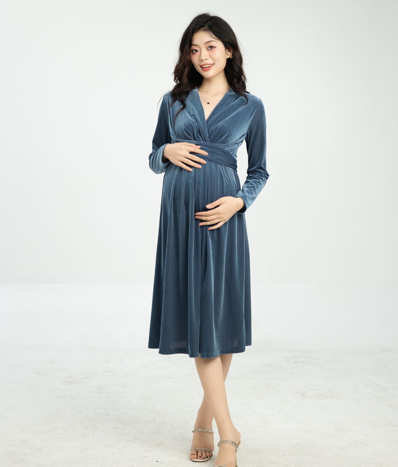 Đầm bầu Velvet thu đông, nhung sang trọng, ấm áp Snugg - SNU2032