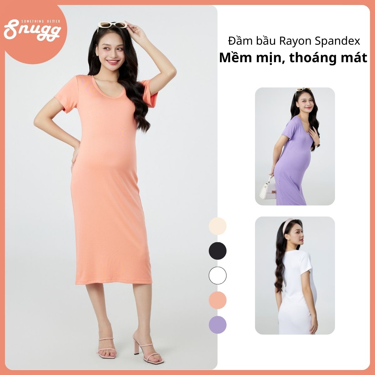 Đầm bầu basic Rayon Spandex Snugg - BST đầm liền Canvaus 2023 - Bản dài - SNU2178