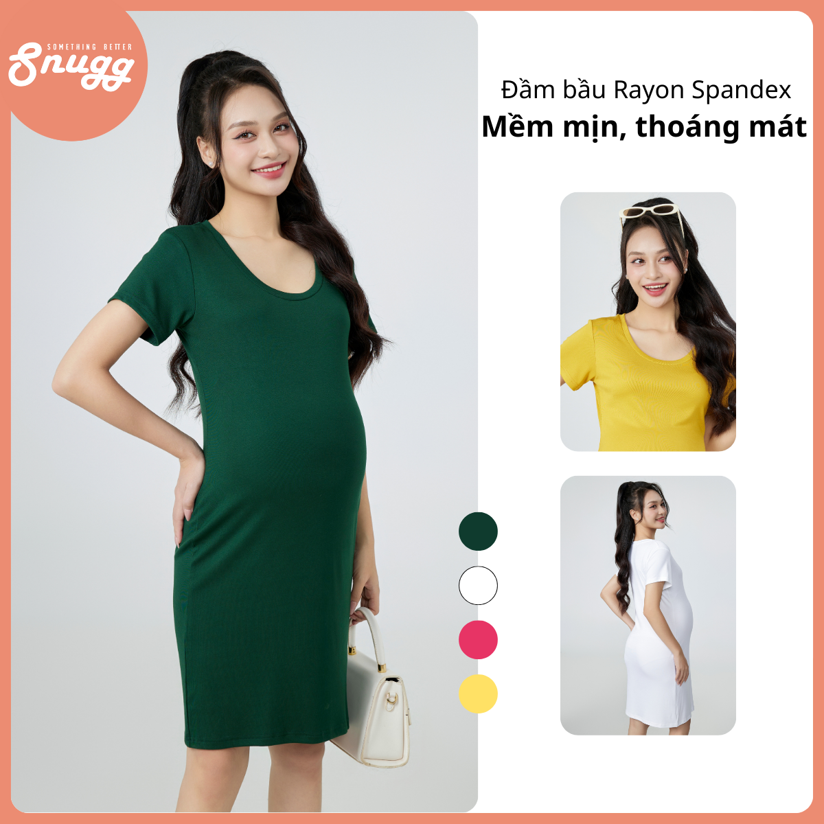 Đầm bầu basic Rayon Spandex Snugg - BST đầm liền Canvaus 2023 - Bản ngắn SNU2177