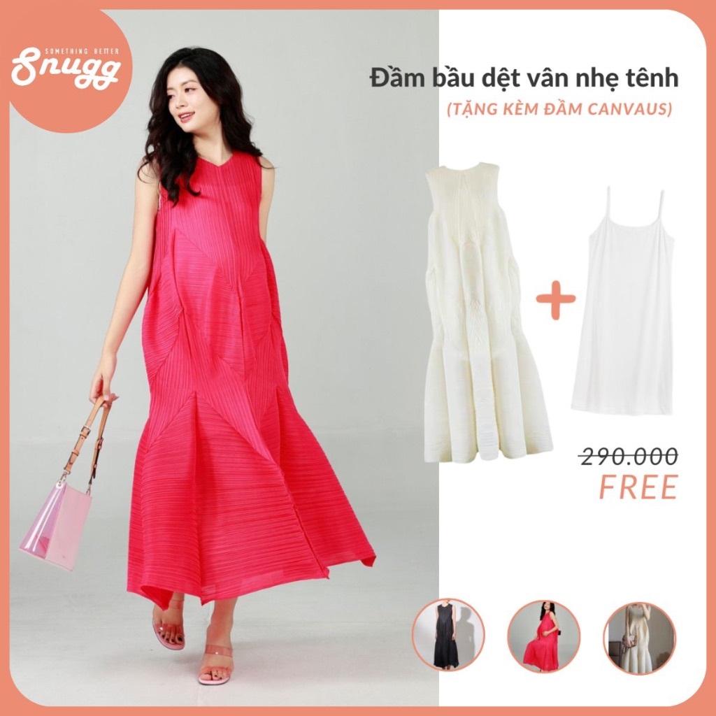 Đầm bầu dệt vân sợi tái chế luxury - Snugg - bản cộc tay SNU2207