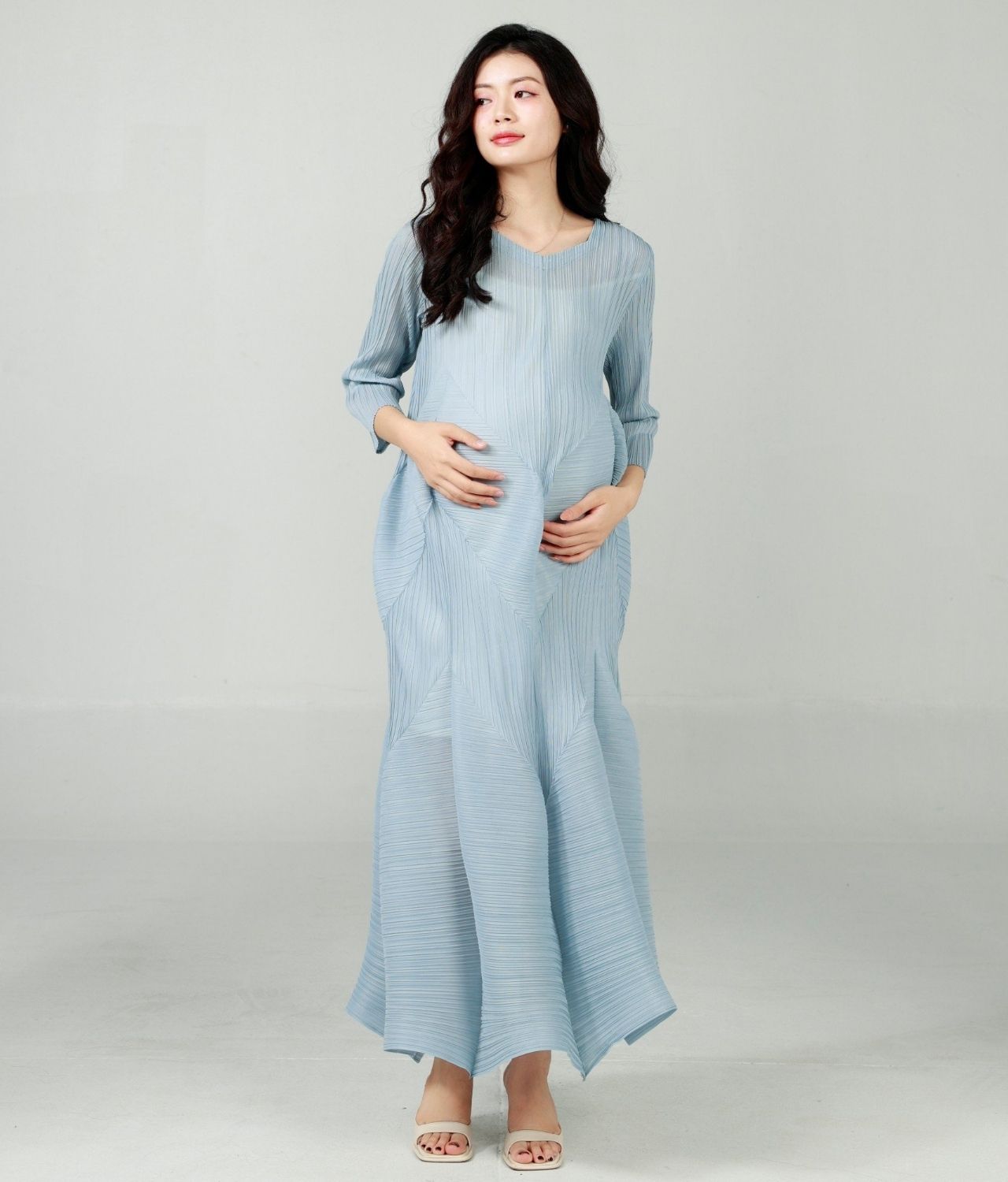 Đầm bầu 4 mùa, dệt vân dài tay, sợi tái chế luxury Snugg - SNU2208