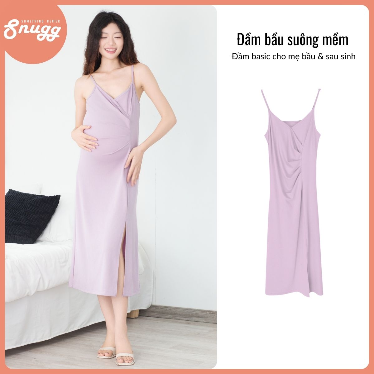 Đầm bầu basic hai dây dáng A - Snugg SNU2150