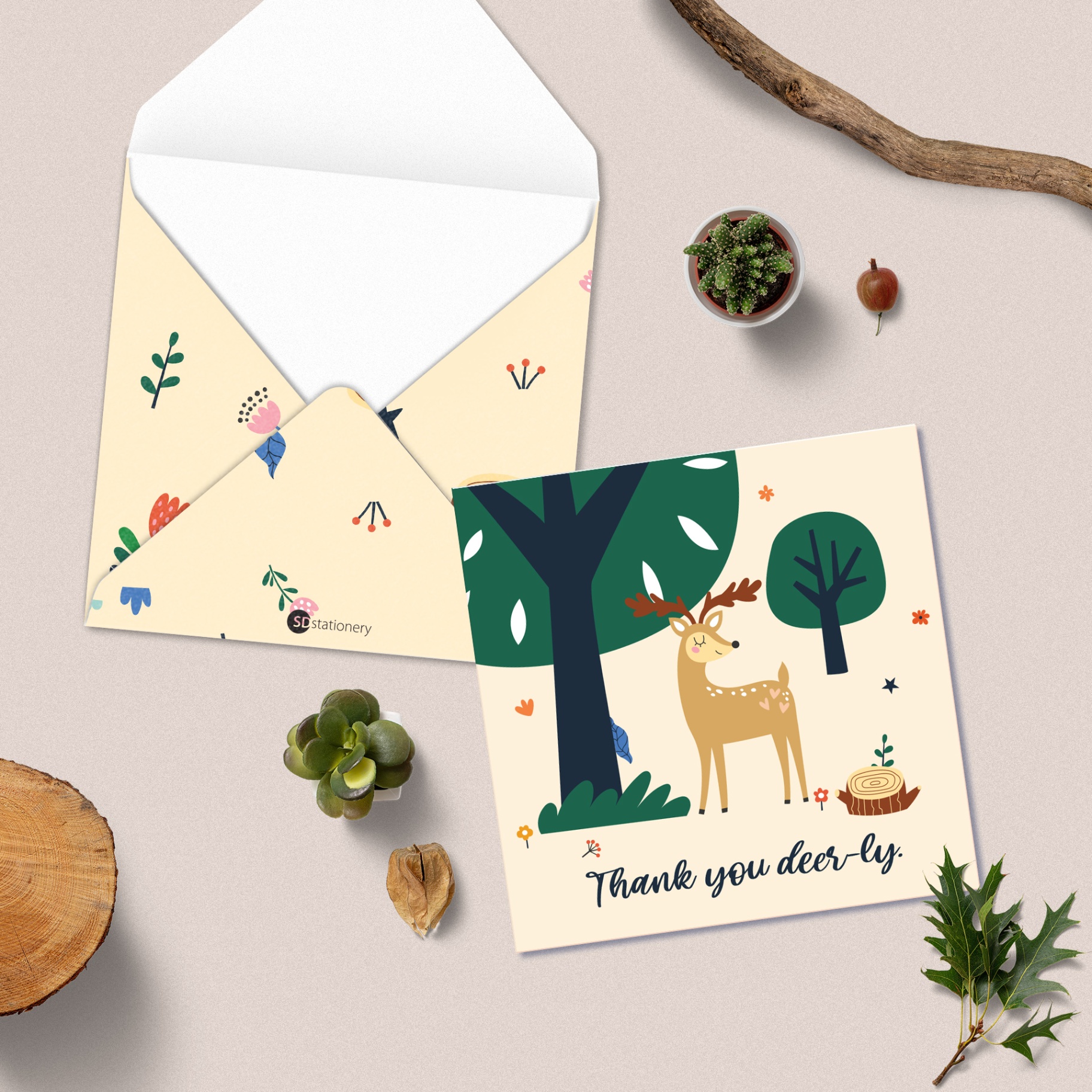 Thiệp cảm ơn bạn bè FOREST - Thank you deer-ly