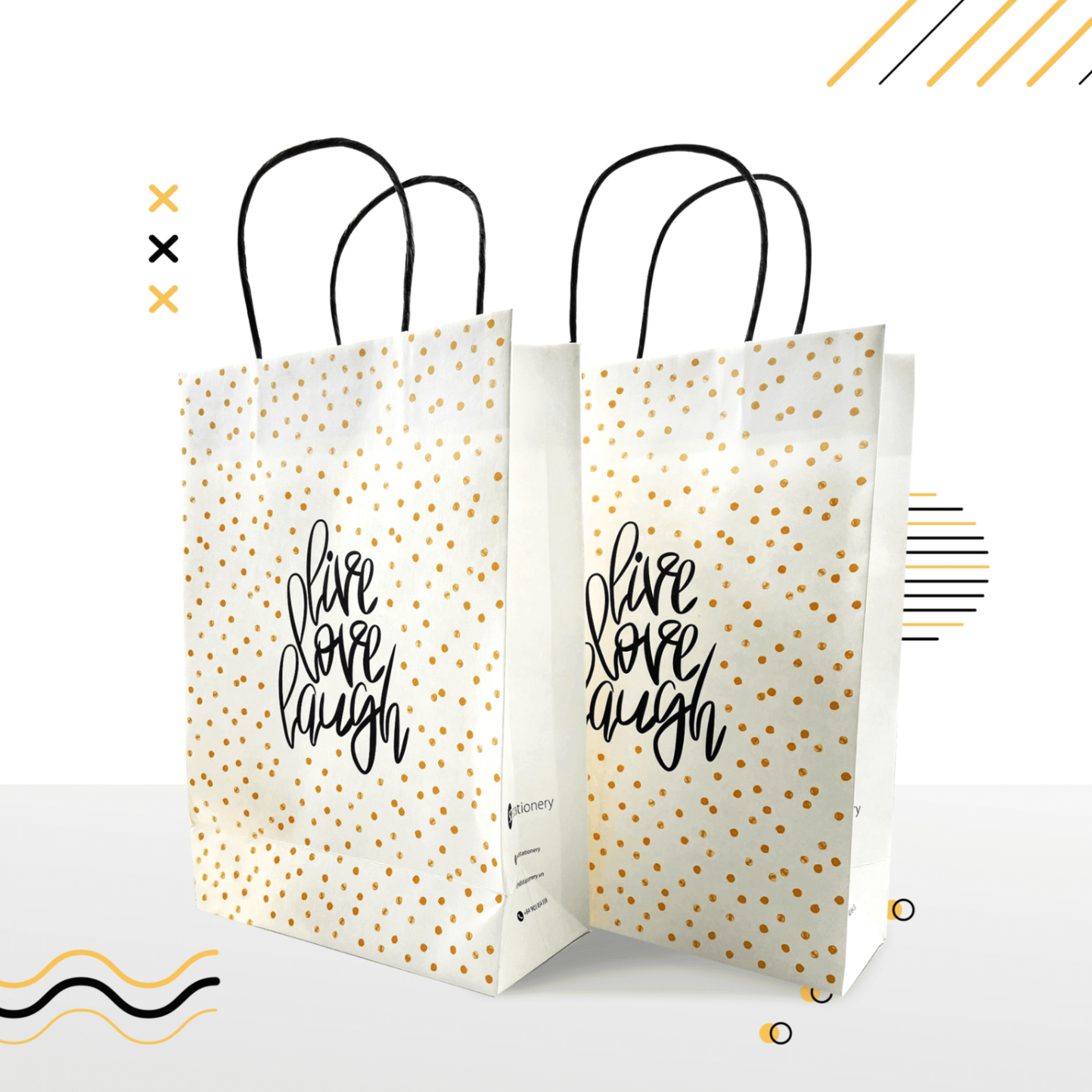 Set 5 túi giấy trung LIVE LOVE LAUGH 21,5X30 cm