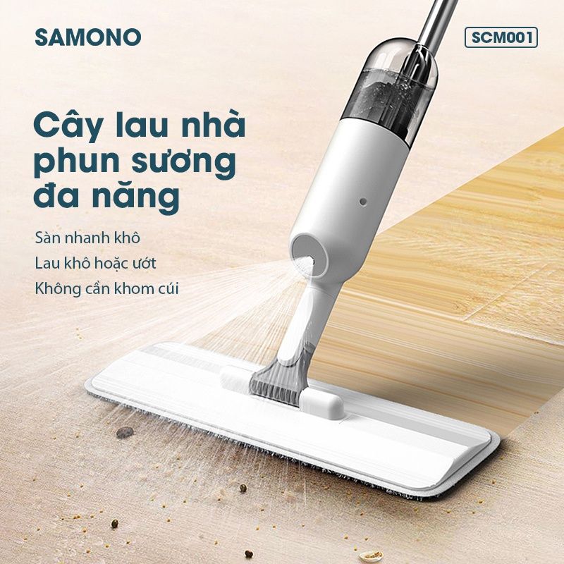 Cây lau nhà phun sương đa năng SAMONO SCM001 đầu xoay 360 độ linh hoạt - hai chế độ lau khô ướt