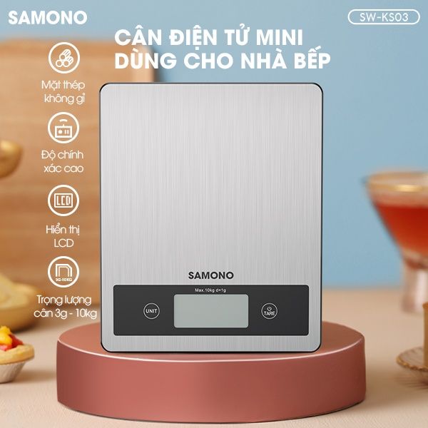 Cân tiểu ly điện tử mini SAMONO SW-KS03 dùng cho nhà bếp độ chính xác cao từ 3g đến 10kg chính hãng