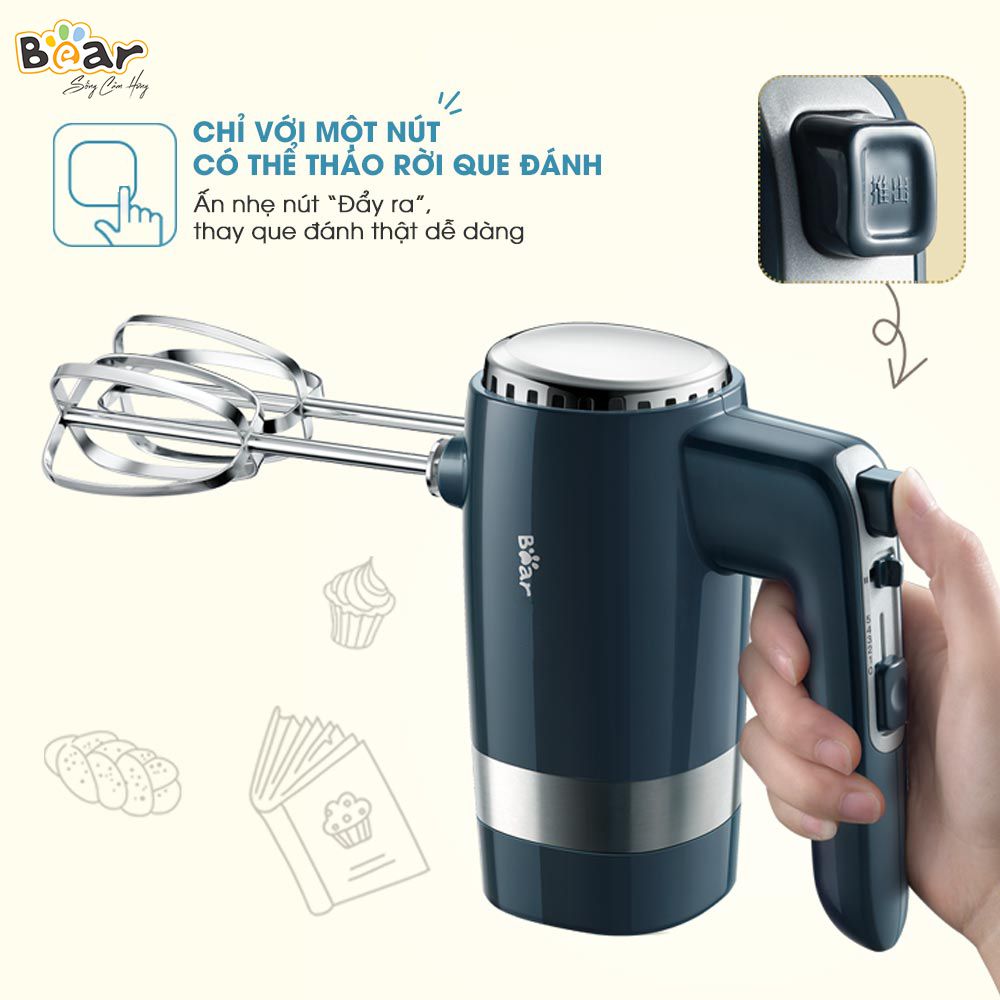 Máy đánh trứng, trộn bột cầm tay Bear DDQ-B02L1 công suất 300W