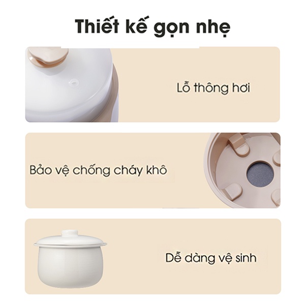 Nồi nấu cháo chậm cho bé đa năng 4in1 SAMONO SW-SC08 dung tích 0.8L phiên bản quốc tế chính hãng