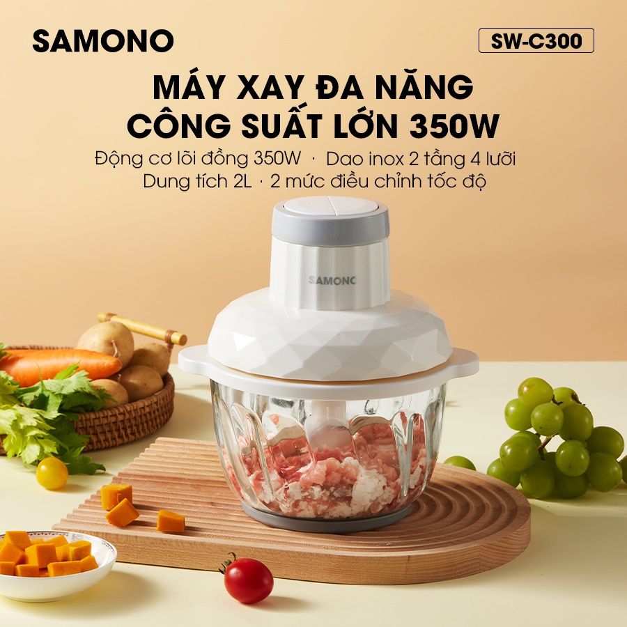 Máy xay thực phẩm Samono SW-C300 Dung tích 2L công suất lớn 350W say đa năng thịt củ tỏi ớt