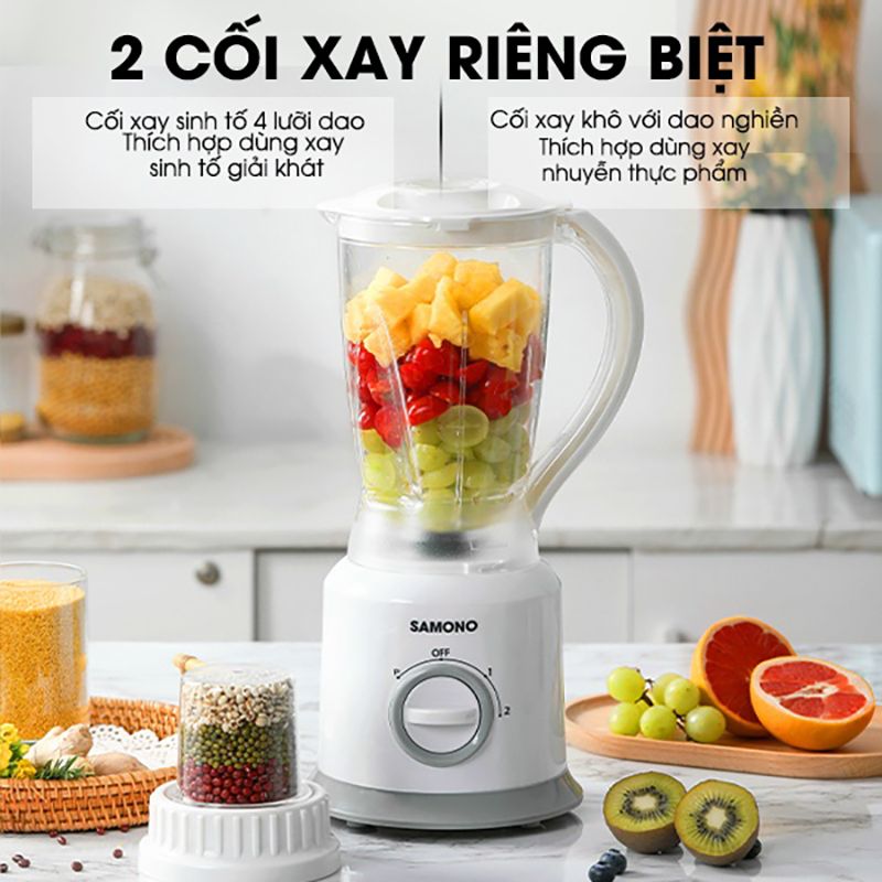 Máy xay sinh tố đa năng SAMONO SW-BW300A công suất 300W 2 cối thuỷ tinh