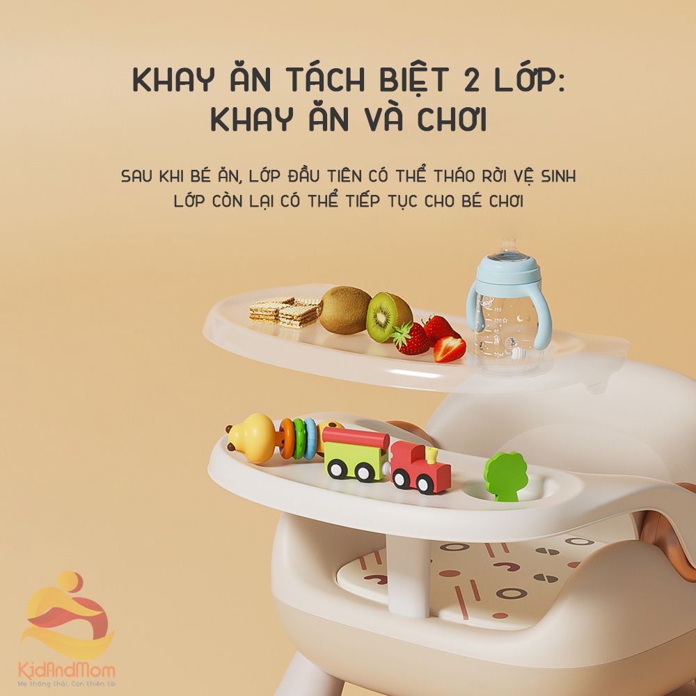 Ghế ăn dặm cho bé KidAndMom BC23 đa năng chống trượt cho bé từ 6 tháng - 6 tuổi