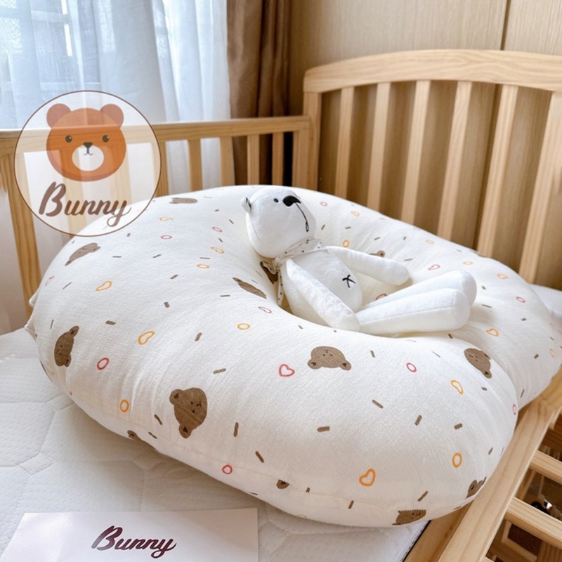 Gối Chống Trào Ngược Cho Bé Sơ Sinh Bunny Chất Xô Muslin Siêu Thoáng Mát Chống Nôn Trớ An Toàn Cho Bé