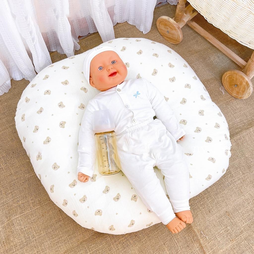 Gối Chống Trào Ngược Cho Bé Sơ Sinh Bunny Chất Xô Muslin Siêu Thoáng Mát Chống Nôn Trớ An Toàn Cho Bé