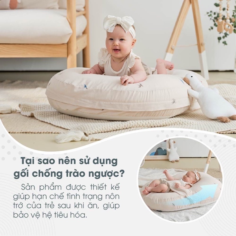 Gối Chống Trào Ngược Cho Bé Sơ Sinh Bunny Chất Xô Muslin Siêu Thoáng Mát Chống Nôn Trớ An Toàn Cho Bé