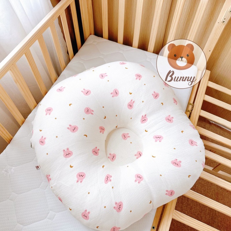 Gối Chống Trào Ngược Cho Bé Sơ Sinh Bunny Chất Xô Muslin Siêu Thoáng Mát Chống Nôn Trớ An Toàn Cho Bé