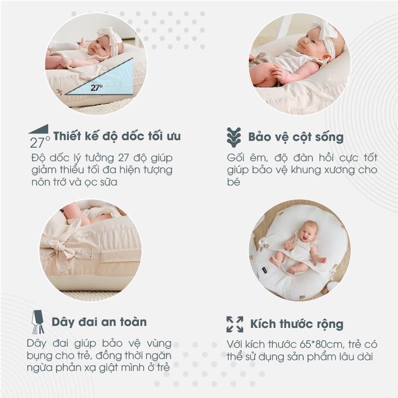 Gối Chống Trào Ngược Cho Bé Sơ Sinh Bunny Chất Xô Muslin Siêu Thoáng Mát Chống Nôn Trớ An Toàn Cho Bé