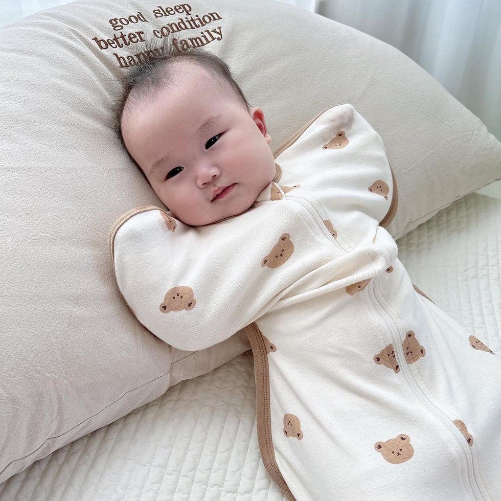 Nhộng Chũn Cho Bé Bunny Chất Cotton Co Giãn 4 Chiều Họa Tiết Hàn Quốc Giúp Bé Ngủ Ngon Chống Giật Mình