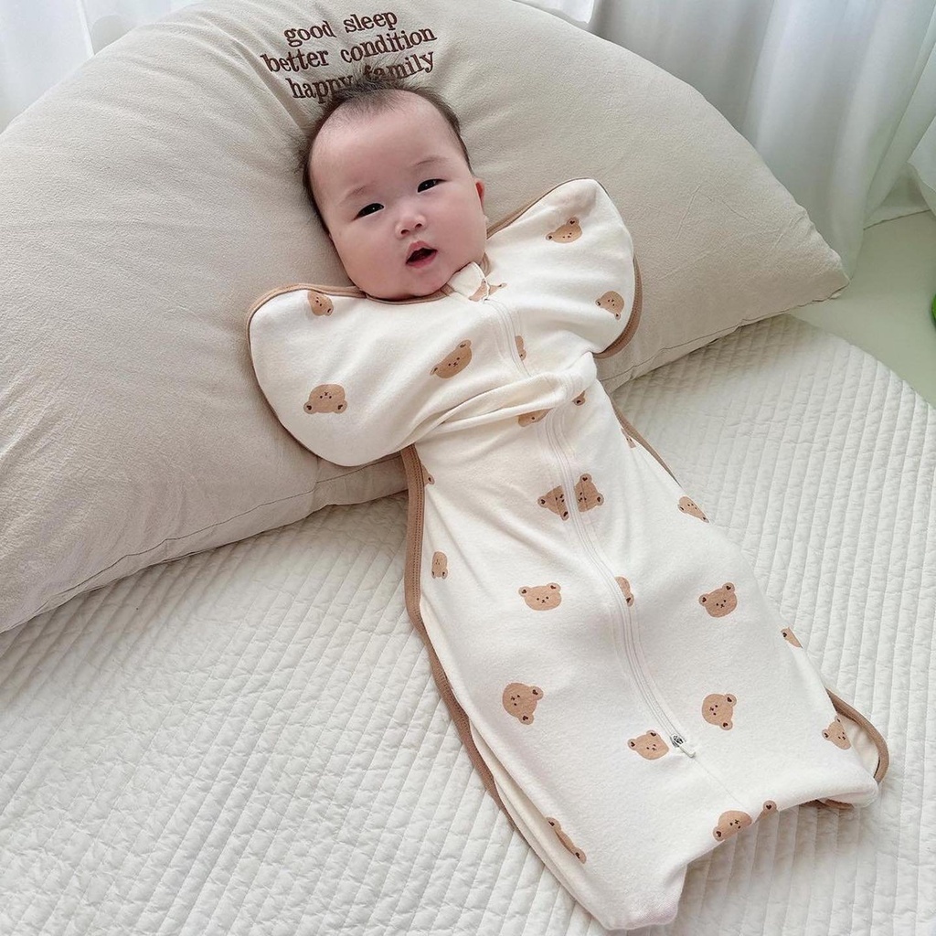 Nhộng Chũn Cho Bé Bunny Chất Cotton Co Giãn 4 Chiều Họa Tiết Hàn Quốc Giúp Bé Ngủ Ngon Chống Giật Mình