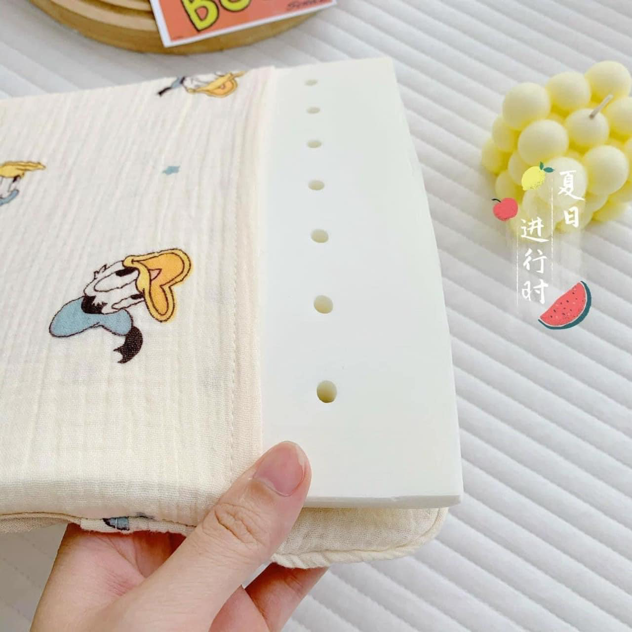 Gối Cao Su Non Cho Bé Bunny Vải Xô Muslin Siêu Êm Ái Có Kết Cấu Lỗ Thoáng Khí Chống Ngạt Giúp Con Yêu Ngon Giấc