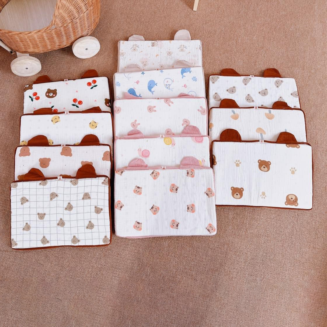 Gối Cao Su Non Cho Bé Bunny Vải Xô Muslin Siêu Êm Ái Có Kết Cấu Lỗ Thoáng Khí Chống Ngạt Giúp Con Yêu Ngon Giấc