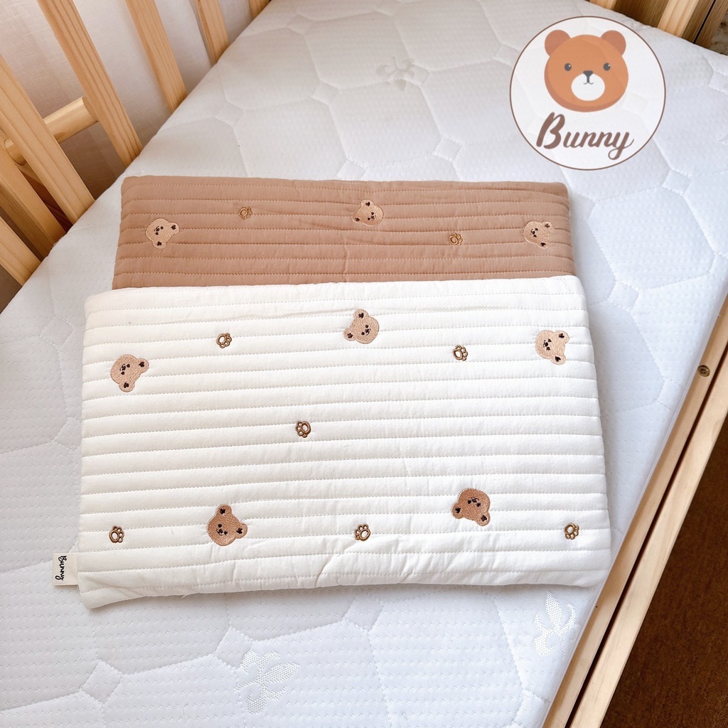 Gối Cao Su Non Cho Bé Bunny Siêu Êm Ái Có Kết Cấu Lỗ Thoáng Khí Chống Ngạt Cotton Organic Thiên Nhiên