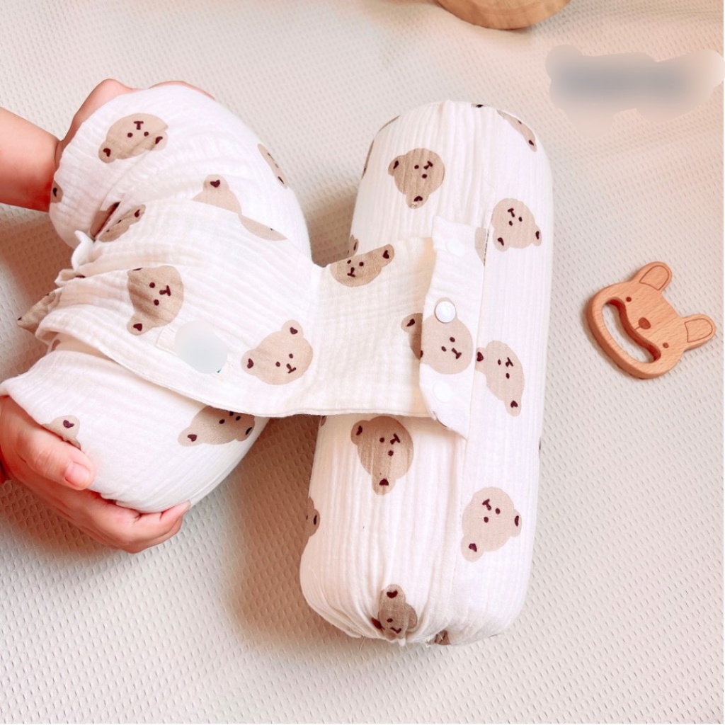 Gối Chặn Cho Bé Sơ Sinh Bunny Chất Xô Muslin Ruột Bông Tự Nhiên Siêu Mềm Mại Gối Chặn Chống Giật Mình