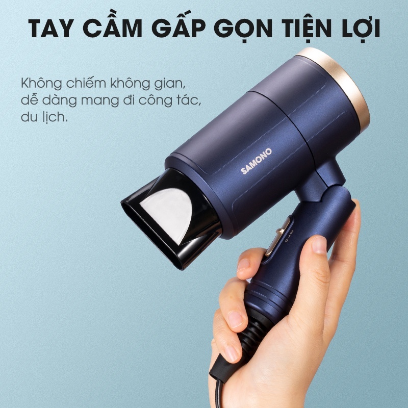 Máy sấy tóc Samono SW-HDB11 công suất 1000W gấp gọn tiện lợi mini nhỏ làm nóng nhanh