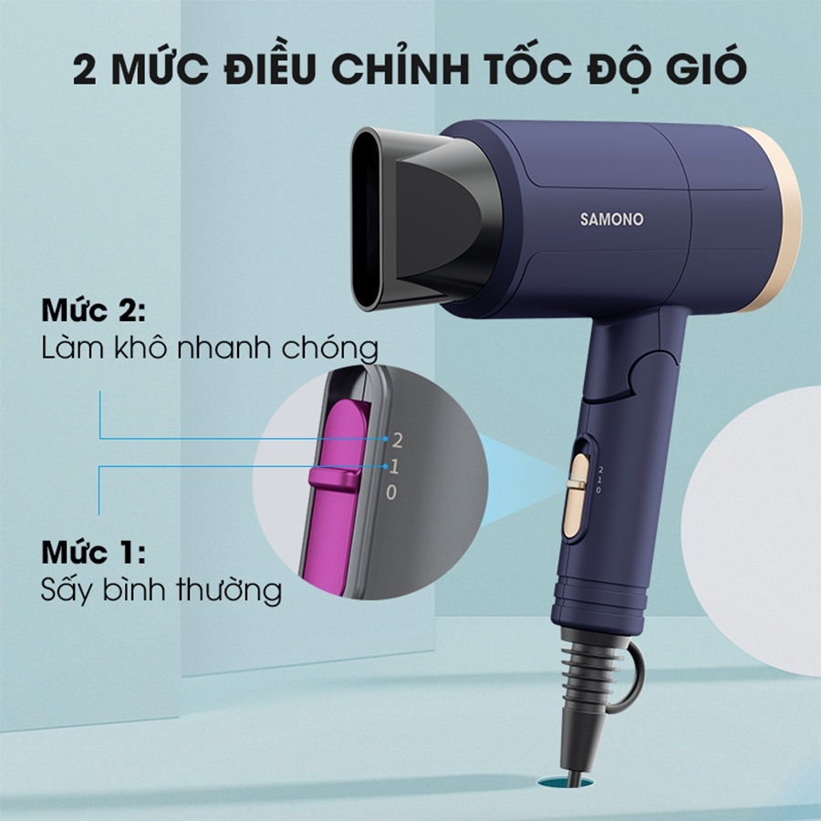 Máy sấy tóc Samono SW-HDB11 công suất 1000W gấp gọn tiện lợi mini nhỏ làm nóng nhanh