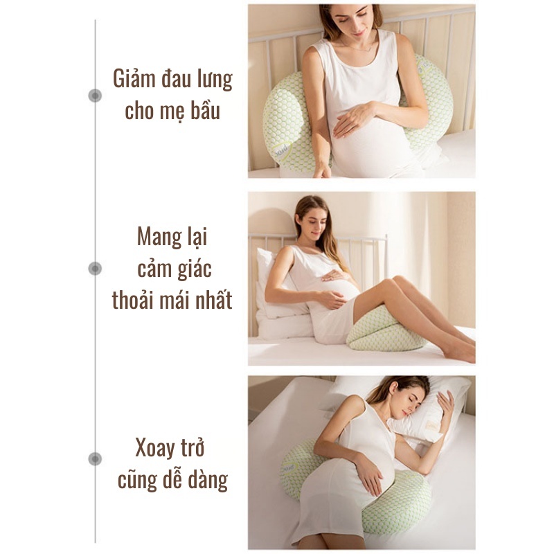 Gối bầu cánh tiên Oogaa giảm tối đa đau lưng, nâng đỡ vùng bụng hỗ trợ mẹ và bé ngủ ngon giấc tặng kèm gối phụ