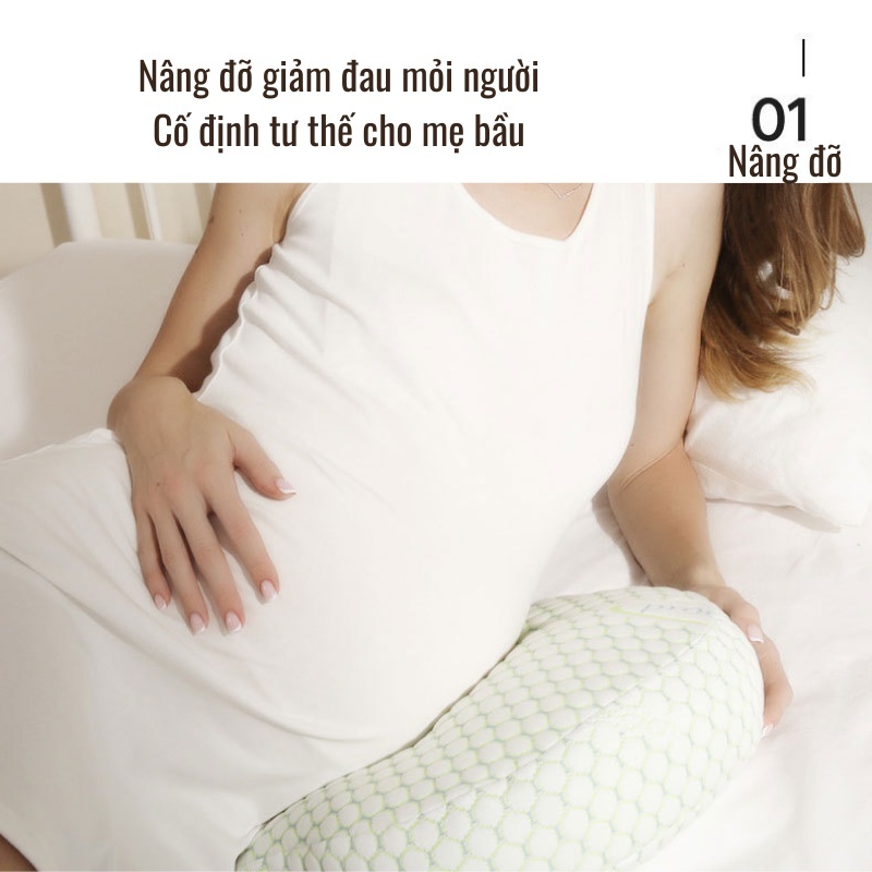 Gối bầu cánh tiên Oogaa giảm tối đa đau lưng, nâng đỡ vùng bụng hỗ trợ mẹ và bé ngủ ngon giấc tặng kèm gối phụ